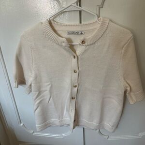 Abercrombie & Fitch Women's Button-Up Cream Cardigan